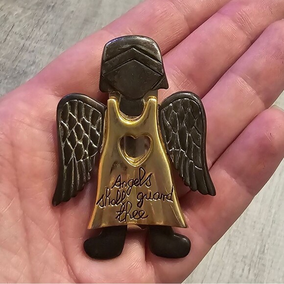 Vintage Metal Angel Money Clip Holder Angels Shall Guard Tree - Picture 4 of 9
